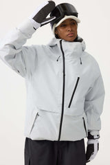 Women's Off White Face Vented Multi-pocket Fully Waterproof Snow Jacket