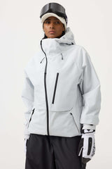 Chaqueta de nieve impermeable y con múltiples bolsillos y ventilación para mujer en color blanco