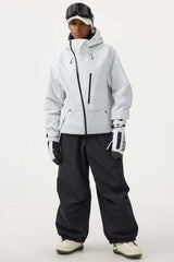 Women's Off White Face Vented Multi-pocket Fully Waterproof Snow Jacket