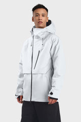 Men's Light Grey Face Vented Multi-pocket Fully Waterproof Snow Jacket