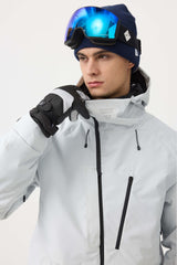 Men's White Face Vented Multi-pocket Fully Waterproof Snow Jacket