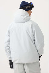 Men's White Face Vented Multi-pocket Fully Waterproof Snow Jacket