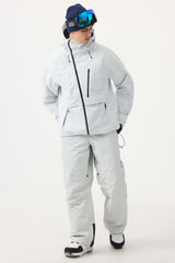 Men's White Face Vented Multi-pocket Fully Waterproof Snow Jacket