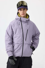 Men's White Face Vented Multi-pocket Fully Waterproof Snow Jacket