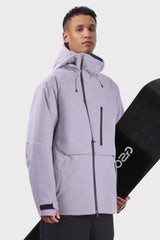 Men's Light Grey Face Vented Multi-pocket Fully Waterproof Snow Jacket