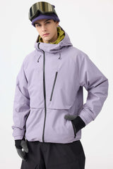 Men's White Face Vented Multi-pocket Fully Waterproof Snow Jacket