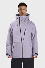 Men's Light Grey Face Vented Multi-pocket Fully Waterproof Snow Jacket