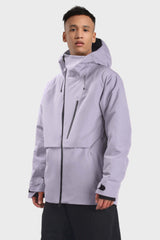 Men's Light Grey Face Vented Multi-pocket Fully Waterproof Snow Jacket