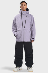 Men's Light Grey Face Vented Multi-pocket Fully Waterproof Snow Jacket