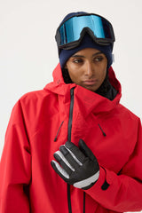 Chaqueta de nieve totalmente impermeable con múltiples bolsillos y ventilación en rojo neón para mujer 