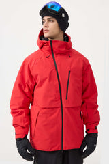 Men's White Face Vented Multi-pocket Fully Waterproof Snow Jacket