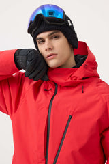 Men's White Face Vented Multi-pocket Fully Waterproof Snow Jacket