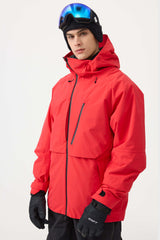 Men's White Face Vented Multi-pocket Fully Waterproof Snow Jacket