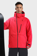 Men's Light Grey Face Vented Multi-pocket Fully Waterproof Snow Jacket