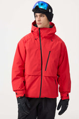 Men's White Face Vented Multi-pocket Fully Waterproof Snow Jacket