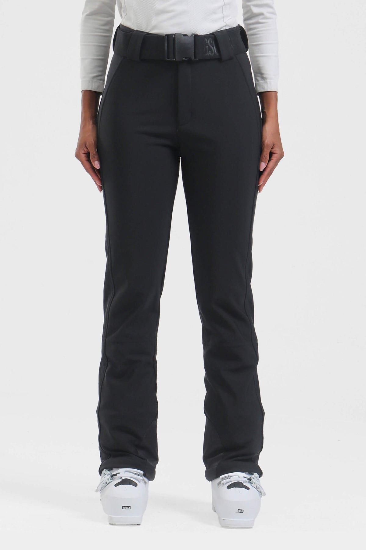 Women's Black Wearable Slim Fit Fleece-lined Ski Pants