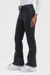 Women's Black Wearable Slim Fit Fleece-lined Ski Pants