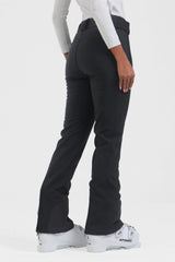 Women's Black Wearable Slim Fit Fleece-lined Ski Pants