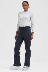 Women's Black Wearable Slim Fit Fleece-lined Ski Pants