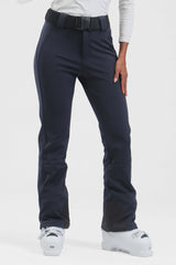 Women's Black Wearable Slim Fit Fleece-lined Ski Pants