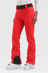 Pantalones de esquí ajustados y forrados de polar para mujer, de color fucsia neón 