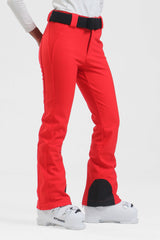 Women's Black Wearable Slim Fit Fleece-lined Ski Pants