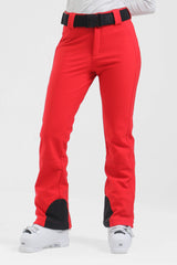 Women's Black Wearable Slim Fit Fleece-lined Ski Pants