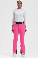 Women's Neon Fuchsia Wearable Slim Fit Fleece-lined Ski Pants