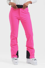 Pantalones de esquí ajustados y forrados de polar para mujer, de color fucsia neón 