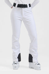 Women's Black Wearable Slim Fit Fleece-lined Ski Pants