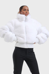 Elegant Women's Gray Faux Fur Slim Fit Ski Jacket