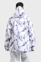 Men's Marble Pattern Multifunctional Waterproof Insulated Snow Jacket