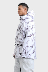 Men's Marble Pattern Multifunctional Waterproof Insulated Snow Jacket