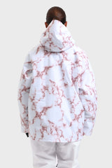 Women's Pink Marble Multifunctional Waterproof Insulated Snow Jacket