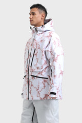 Men's Marble Pattern Multifunctional Waterproof Insulated Snow Jacket