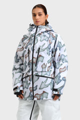 Women's Pink Marble Multifunctional Waterproof Insulated Snow Jacket