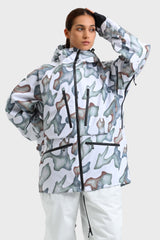 Women's Pink Marble Multifunctional Waterproof Insulated Snow Jacket