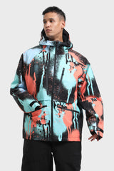 Men's Marble Pattern Multifunctional Waterproof Insulated Snow Jacket