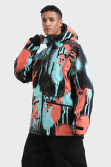 Men's Marble Pattern Multifunctional Waterproof Insulated Snow Jacket