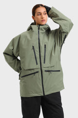 Chaqueta de nieve aislante impermeable multifuncional gris claro para mujer