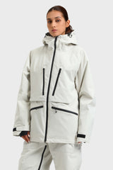 Chaqueta de nieve aislante impermeable multifuncional gris claro para mujer