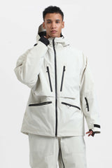 Men's Light Grey Multifunctional Waterproof Insulated Snow Jacket