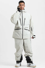 Men's Light Grey Multifunctional Waterproof Insulated Snow Jacket