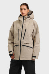 Chaqueta de nieve aislante impermeable multifuncional gris claro para mujer