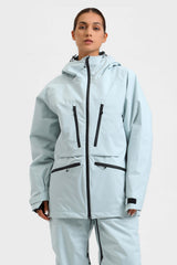 Chaqueta de nieve aislante impermeable multifuncional gris claro para mujer