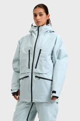 Chaqueta de nieve aislante impermeable multifuncional gris claro para mujer