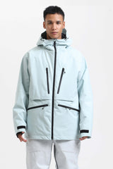 Men's Light Grey Multifunctional Waterproof Insulated Snow Jacket