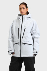 Chaqueta de nieve aislante impermeable multifuncional gris claro para mujer