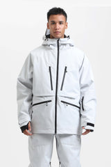 Men's Light Grey Multifunctional Waterproof Insulated Snow Jacket