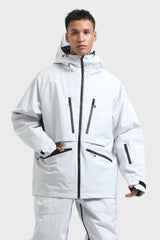 Men's Light Grey Multifunctional Waterproof Insulated Snow Jacket